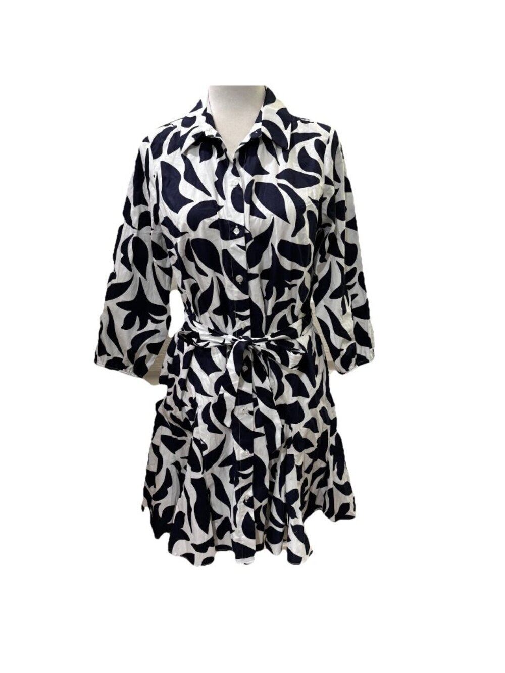 Cynthia Steffe Floral Collared Shirt Dress White And Blue Size Medium